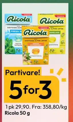 Gigaboks Ricola 50 g tilbud