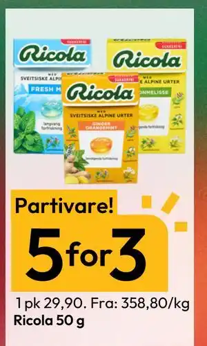 Gigaboks Ricola 50 g tilbud