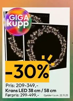 Gigaboks Krans LED 38 cm / 58 cm tilbud