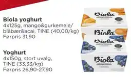 Meny Biola yoghurt, NOK 20 tilbud