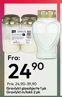 Gigaboks Gravlykt glasshjerte 1 pk Gravlykt m/lokk 2 pk tilbud
