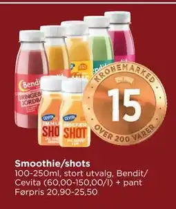 Meny Smoothie/shots, NOK 15 tilbud