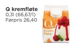 Meny Q kremfløte, NOK 20 tilbud