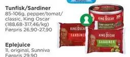 Meny Tunfisk/Sardiner, NOK 20 tilbud