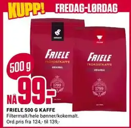 Europris FRIELE 500 G KAFFE, NOK 99 tilbud