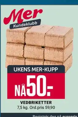 Europris VEDBRIKETTER, App-pris tilbud
