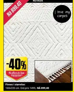 Europris 40% på alle tepper, NOK 899.4 tilbud