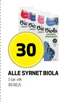 Bunnpris ALLE SYRNET BIOLA, NOK 30 tilbud