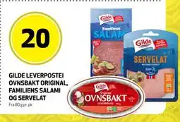 Bunnpris Gilde Leverpostei, Familiens Salami og Servelat, NOK 20 tilbud
