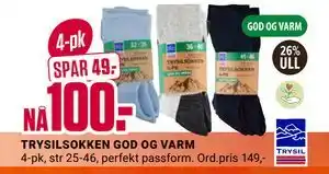 Europris TRYSILSOKKEN GOD OG VARM, NOK 100 tilbud