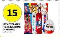 Bunnpris UTVALGTE BARER FRA FAZER, NIDAR OG FERRERO, NOK 15 tilbud