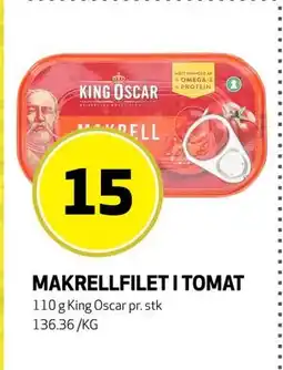 Bunnpris MAKRELLFILET I TOMAT, NOK 15 tilbud