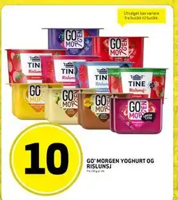 Bunnpris GO' MORGEN YOGHURT OG RISLUNSJ, NOK 10 tilbud