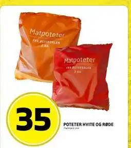 Bunnpris POTETER HVITE OG RØDE, NOK 35 tilbud