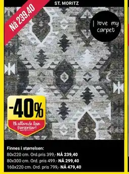 Europris 40% på alle tepper tilbud