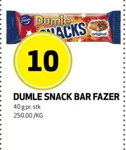 Bunnpris DUMLE SNACK BAR FAZER, NOK 10 tilbud