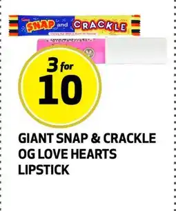 Bunnpris GIANT SNAP & CRACKLE OG LOVE HEARTS LIPSTICK, NOK 10 tilbud