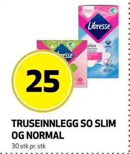 Bunnpris TRUSEINNLEGG SO SLIM OG NORMAL, NOK 25 tilbud