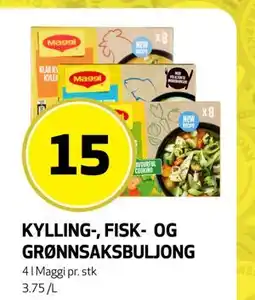Bunnpris KYLLING-, FISK- OG GRØNNSAKSBULJONG, NOK 15 tilbud