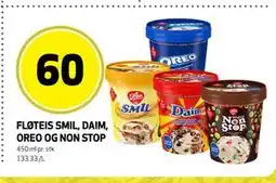 Bunnpris FLØTEIS SMIL, DAIM, OREO OG NON STOP, NOK 60 tilbud