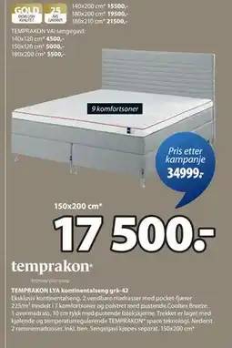 JYSK TEMPRAKON LYA kontinentalseng grå-42., NOK 17500 tilbud