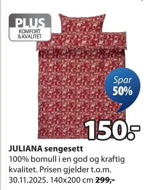 JULIANA sengesett, NOK 150