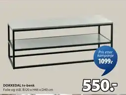 JYSK DOKKEDAL tv-benk, NOK 550 tilbud