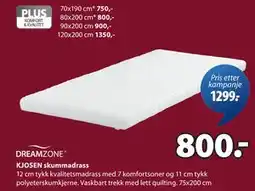 JYSK KJOSEN skummadrass, NOK 800 tilbud