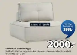 JYSK DAGSTRUP puff med rygg, NOK 2000 tilbud