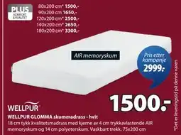 JYSK WELLPUR GLOMMA skummadrass - hvit tilbud