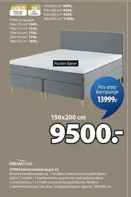 JYSK LYGNA kontinentalseng grå-23, NOK 9500 tilbud