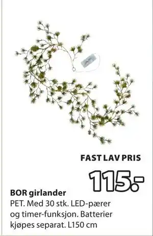 JYSK BOR girlander, NOK 115 tilbud