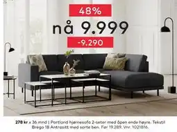 Skeidar Portland hjørnesofa 2-seter med åpen ende høyre, NOK 9999 tilbud