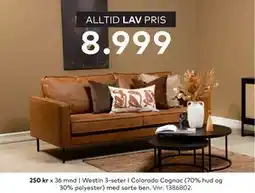 Skeidar Westin 3-seter I Colorado Cognac, NOK 8999 tilbud