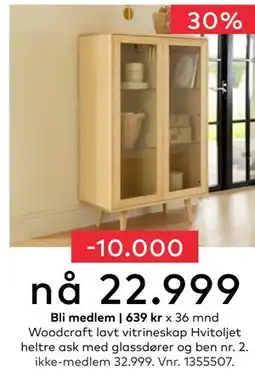 Skeidar Woodcraft lavt vitrineskap, NOK 32999, Medlemspris tilbud