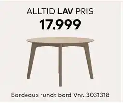 Skeidar Bordeaux rundt bord, NOK 17999 tilbud