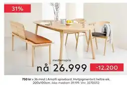 Skeidar Amalfi spisebord, NOK 39199, Medlemspris tilbud