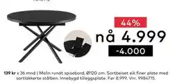 Skeidar Malin rundt spisebord, NOK 4999 tilbud