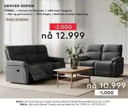 Skeidar Denver 3-seter recliner, NOK 12999 tilbud