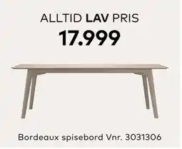 Skeidar Bordeaux spisebord, NOK 17999 tilbud
