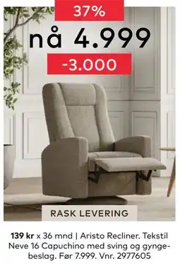 Skeidar Aristo Recliner, NOK 4999 tilbud