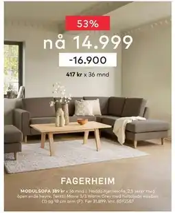 Skeidar Hedda hjørnesofa, NOK 14999 tilbud