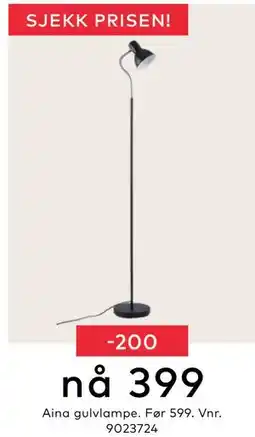 Skeidar Aina gulvlampe, NOK 399 tilbud