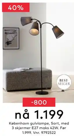 Skeidar København gulvlampe, NOK 1199 tilbud