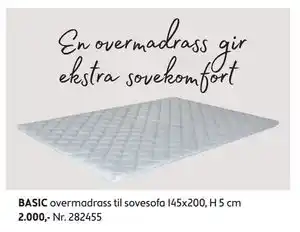 Bohus BASIC overmadrass, NOK 2000 tilbud