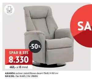 Bohus AMANDA recliner, NOK 8330 tilbud