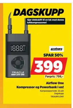 POWER Airflow One Kompressor og Powerbank i eN!, NOK 399 tilbud