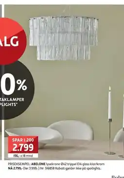 Bohus ABELONE lysekrone Ø42 trippel, NOK 2799 tilbud