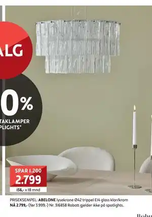 Bohus ABELONE lysekrone Ø42 trippel, NOK 2799 tilbud