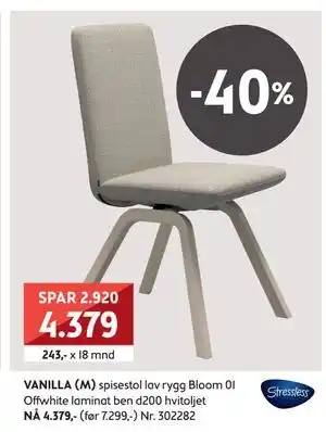 Bohus VANILLA (M) spisestol, NOK 4379 tilbud